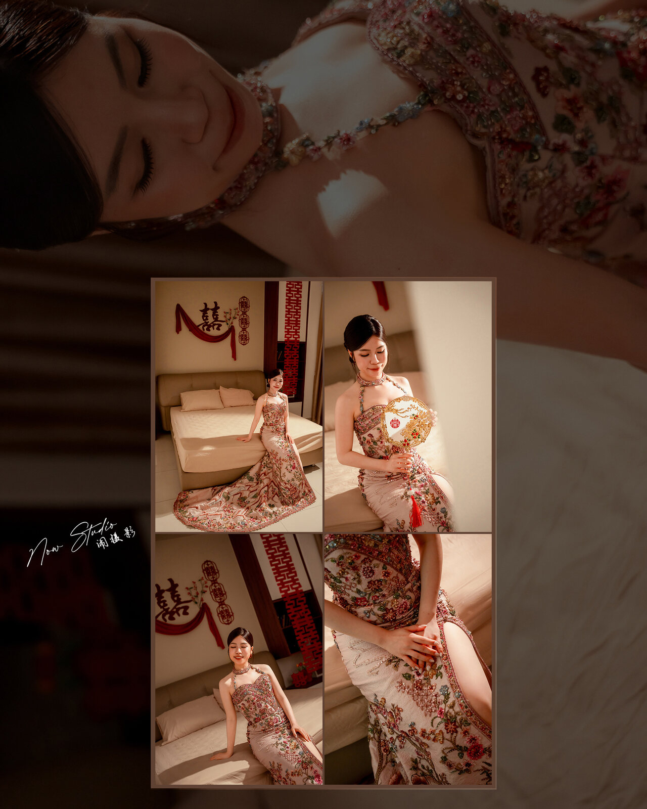 同一组新娘中式礼服作品